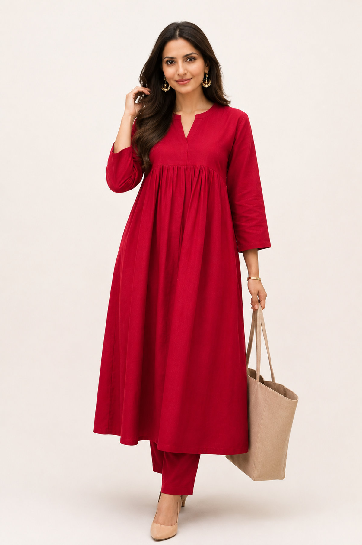 Ruby Red Anarkali Kurta Set
